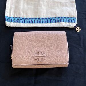 Tory Burch pink leather clutch